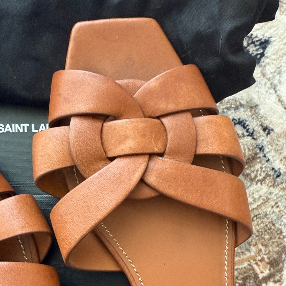Saint Laurent Tan Leather Sandals - Picture 3 of 6